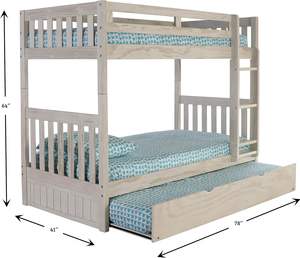 American Furniture Classics Lit jumeau réglable en pin massif Cendre clair Design traditionnel Lit en bois massif Produit en bois - Product Image 3