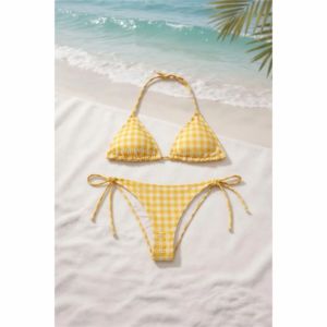 Dry Camo Print Beachwear Summer Mesh Swim Trunks for <b>Men</b> and Tie-Side <b>Bikini</b> for Women - Product Image 4