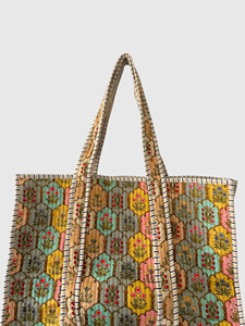 Sac fourre-tout en toile brodée style bohème avec motif floral, sac de shopping pour femme toutes saisons, fermeture ouverte - Product Image 5