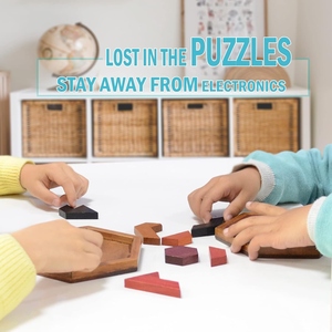 Wooden Hexagon <b>Puzzle</b> Toy Crafted With Colorful Geometric Rhombus Shapes Brain Teaser For Kids Logic Game Skill Development - Product Image 6