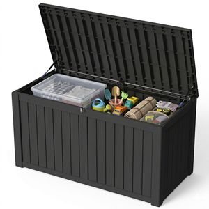 Boîte de rangement extérieure en résine verrouillable de 150 gallons, étanche et résistante aux intempéries, pour coussins de patio et outils de jardin - Product Image 2