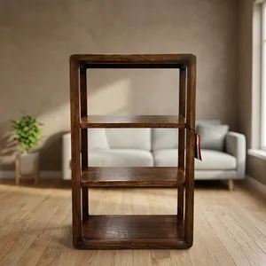 Étagère à livres moderne en bois à 3 niveaux, étagère ouverte sans dossier, meuble de salon au design minimaliste, support en bois massif - Product Image 6