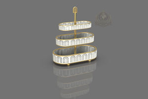 ชั้นวางเค้กสแตนเลสทรงรี 3 ชั้น เป็นมิตรกับสิ่งแวดล้อม หรูหรา ใช้สำหรับเสิร์ฟและวางขนม ปลอดภัยสำหรับเครื่องล้างจาน เหมาะสำหรับโชว์กาแฟและของหวาน - Product Image 6