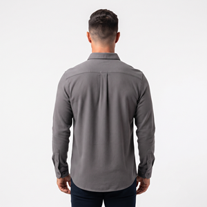 Good Quality Cotton Button Down Casual <b>Shirt</b> Custom Logo Long Sleeve <b>Charcoal</b> Color <b>Shirt</b> for Men - Product Image 6