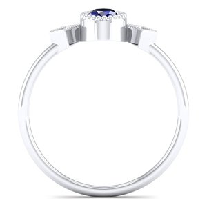 Bague REYES scintillante en argent sterling 925 avec moissanite certifiée GRA, saphir bleu taille ovale, style hip-hop, bijoux fins en gros - Product Image 4