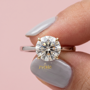 Anillo de Compromiso Solitario de Oro de 18K con Corte Redondo, Anillo de Novia de Lujo con Diamante de Cuatro Puntas, Regalo Clásico de Aniversario - Product Image 4