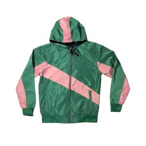 RTS Trending Custom Logo Green Men's Nylon <b>Wind</b> <b>Breaker</b> Pink Panel With Pants Sets For Summer Windproof Streetwear Zipper Jacket - Product Image 2