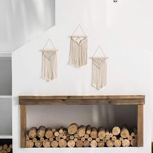 Juego de 3 Tapices de Pared de Macramé Boho Hechos a Mano, Decoración de Pared Tejida con Cuerda de Algodón, Tapiz Decorativo Hecho a Mano para Sala de Estar y Dormitorio - Product Image 3