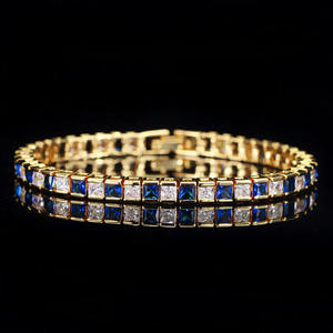Pulsera de tenis delicada con diamantes de laboratorio cuadrados de colores mixtos, chapada en oro, para mujer, de alta calidad, joyería de fiesta, regalo - Product Image 5