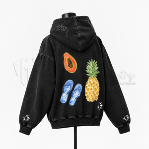 Men’s Black Oversized Hoodie Custom <b>Star</b> Print Cotton French Terry Pullover Sweatshirt Streetwear Casual Hoodie Wholesale - Product Image 4