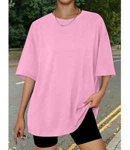 Nueva Colección de Camisetas de Mujer 100% Algodón, Manga Corta, Cuello Redondo, Hombros Caídos, Estilo Holgado, Casual, Transpirable, Bangladesh - Product Image 6