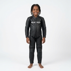 Combinaison de course en cuir pour enfants, en cuir de vache véritable, combinaison de moto pour jeunes, ajustement personnalisé, couleur personnalisée, logo, nom, patch - Product Image 1
