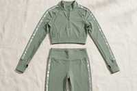 Ensemble haut et leggings rose pour femme, col demi-zip, manches longues, uni, respirant, en coton, anti-rétrécissement, coupe ample, tenue de sport et d'entraînement