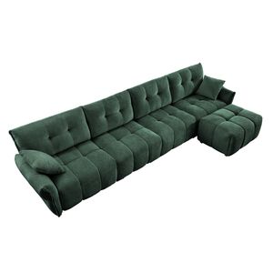 Divano Modulare Premium a 4 Posti con Pouf, Struttura in Legno Massello Configurabile, Cuscini ad Alta Resilienza in Ciniglia per Soggiorno - Product Image 6