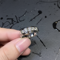 Bague demi-éternité en argent 925 certifiée GRA Moissanite, testée au diamant, couleur D personnalisée, style hip-hop, pour femmes et hommes