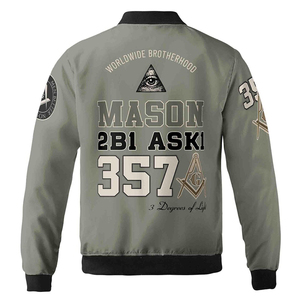 แจ็คเก็ตบอมเบอร์เมสันคุณภาพสูง แขนยาว กันน้ำ สกรีนชื่อได้ตามต้องการ 'Mason Making Good Man Better 357' ซิปแจ็คเก็ตเมสัน - Product Image 6