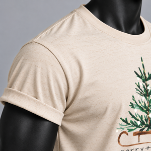 <b>Men's</b> Plus Size Beige O-Neck Short Sleeve Knitted Anti-Wrinkle Blank <b>T</b>-<b>Shirt</b> <b>Christmas</b> Tree Sled Print Casual Tee - Product Image 6