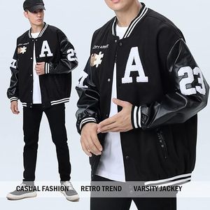 Retro Baseball Varsity Jacket for Men & Women – Casual College Style Bomber Jacket with <b>Button</b> Closure, Ribbed He, Comfortable - Product Image 3