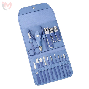 Ensemble de manucure professionnel 18 pièces, étui texturé crème, kit complet de grattoirs à pédicure en acier inoxydable, kit de toilettage - Product Image 3