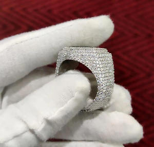 Custom Iced Hip Hop Style Cluster <b>Ring</b> <b>925</b> Sterling <b>Silver</b> Moissanite Engagement Wedding Man's Anniversary Gift Rhodium Plated - Product Image 5