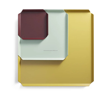 Plateau carré moderne de luxe en acier inoxydable, fait main, écologique, design personnalisable, émaillé et thermolaqué, pour usage quotidien, vente en gros