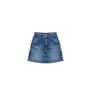 Jupe courte en jean pour femme, coupe trapèze, avec poches, boutons, taille normale, style décontracté, couleur unie délavée, antibactérienne, séchage rapide, toutes saisons - Product Image 1