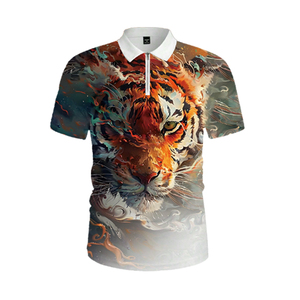 Polo con Gráfico Artístico de Tigre para Hombre, Impresión por Sublimación 3D, Cierre de Cremallera 1/4, Manga Corta, Estilo Urbano, Hipster, Transpirable, para Verano - Product Image 5