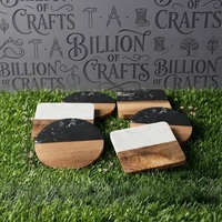 Sous-verres modernes en bois avec dessus en marbre, design antidérapant pour la décoration de table