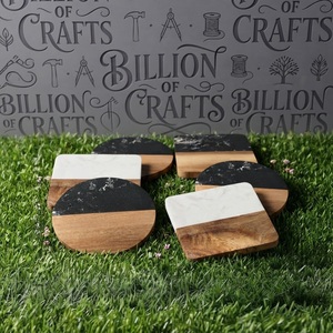 Sous-verres modernes en bois avec dessus en marbre, design antidérapant pour la décoration de table - Product Image 6