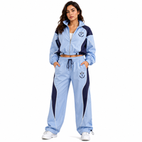 Ensemble 2 pièces : Blouson coupe-vent à capuche brodé et pantalon ample, style Y2K, collection Printemps, marque privée, vêtements de sport tendance