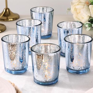Aqdus Saleem Mercury Glass Votive <b>Candle</b> Holders <b>Bulk</b> Wholesale-36 Pack Silver Handmade Oval - Product Image 3