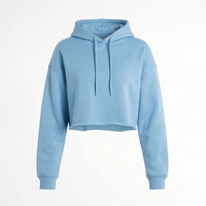 Custom Women Crop Top Hoodie Casual Pullover Cropped Oversized Fitness Sweatshirts Athletic Streetwear Garment Tops - Product Image 1