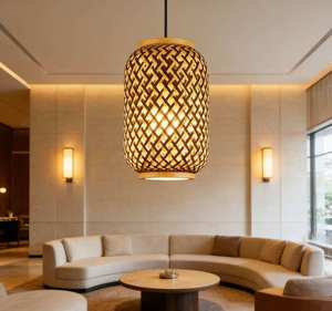 Handmade Bamboo Rattan Pendant Light Oval Weave <b>Lantern</b> Warm Ambient bohemian rattan light <b>Lamp</b> for Home Restaurant Hotel - Product Image 3