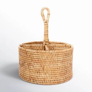 Elegant Rattan Cutlery Holder With Natural Handwoven Design For Dining Table Kitchen Counter <b>Storage</b> Organizer - Product Image 1