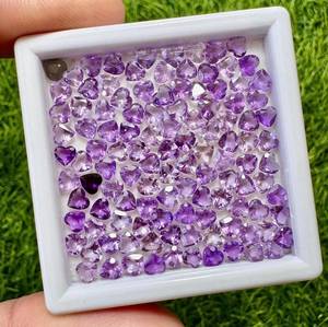 Pierres précieuses en améthyste naturelle, taille cœur, couleur violette, pierres lâches pour la création de bijoux, bagues, pendentifs, boucles d'oreilles, haute qualité - Product Image 2