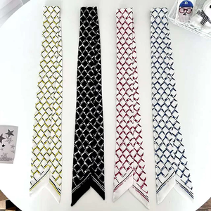 Luxury Brand Geometry Print Skinny Satin Scarf for Bag Handbag <b>Tie</b> Handle Ribbon Scarves Women Hair Band <b>Neck</b> Scarfs Neckerchief - Product Image 2