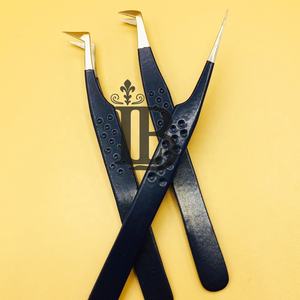 Pinces à volume pour extensions de cils, pinces à cils en vison, pinces à cils noires plates, pinces à cils personnalisées avec logo, offre de pointe en fibre gratuite - Product Image 3