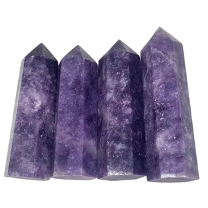 Torre de Cristal de Lepidolita Natural al por Mayor, Puntas Pulimentadas, Piedra Curativa Púrpura para Equilibrio Energético y Decoración del Hogar - Product Image 1