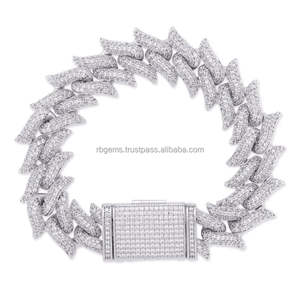 RB Gems Men's Women's 14K <b>White</b> Gold 925 Sterling Silver Tennis Charm <b>Bracelet</b> Lab Grown Brilliant Cut Bezel Set Diamonds GIA - Product Image 6