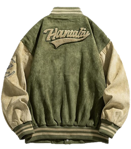 SBEA IMPEX <b>Men's</b> Faux <b>Suede</b> Varsity <b>Jacket</b> Vintage Letterman Baseball Bomber Loose Fit Long Sleeve Casual Streetwear Winter - Product Image 4