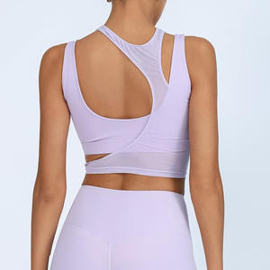 Women's High Support Lightweight Sports Bra Soft Padded Quick Dry Stretchy Mesh Insert Fitness Top Breathable Print Solid Front - Product Image 6