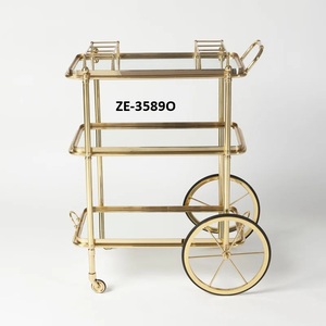 Premium Handmade Metal <b>Trolley</b> Modern <b>Bar</b> Serving Cart Luxury Rolling Furniture for Home Hotel Restaurant and EventsPremium - Product Image 1