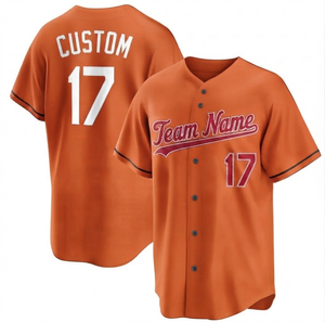 Maillot de baseball/softball personnalisé pour homme, manches courtes, col en V, fermeture boutonnée intégrale, 100 % polyester, motif rayé en maille, anti-UV - Product Image 1
