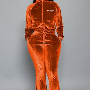 Conjunto de 2 piezas con sudadera con cremallera para mujer, trajes de estilo a la moda cómodos a precio barato - Product Image 6