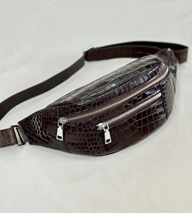 Riñonera de cocodrilo de cuero de lujo, riñonera de cuero a la moda para hombre, tamaño 33x13cm, riñonera de Color negro para hombre - Product Image 2