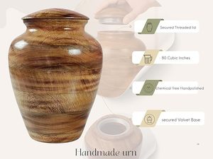 Urna artesanal hecha a mano, tallado en madera, artesanía natural, pulida, decorativa, única, elegante - Product Image 3