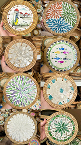 Artistic Vietnam rattan mother of pearl cup <b>mat</b> coaster <b>place</b> <b>mat</b> for displaying candles or serving drinks in spa lounges - Product Image 6
