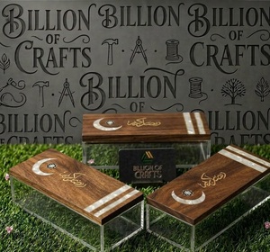 Boîte cadeau de luxe en bois fait main pour l'Aïd, avec incrustation florale, rectangulaire, pour chocolats, dattes et fruits secs du Ramadan - Product Image 3