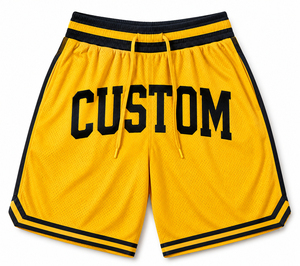 Shorts de basket-ball jaunes en mesh pour hommes, avec cordon de serrage, respirants, vêtements de sport décontractés, coupe classique, shorts d'été - Product Image 1
