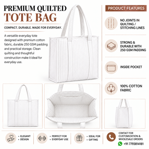 Lightweight Quilted Shopping Tote <b>Bag</b> <b>Lady</b> Hand <b>Bag</b> Block Print Durable Luggage <b>Bag</b> Eco-friendly Washable <b>Weekender</b> Large Tote - Product Image 2